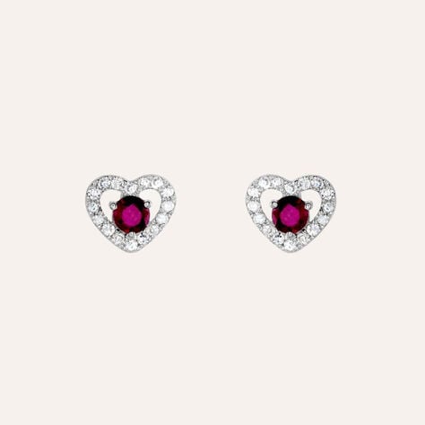 Orecchini Lobo Charlotte Oro Bianco Rubino Diamante - Orecchini a Lobo Donna | Stroili