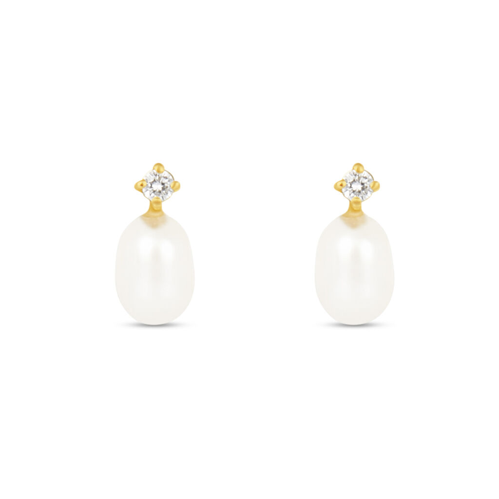 Orecchini Lobo Gabrielle Oro Giallo Perla D'Acqua Dolce Cubic Zirconia - Orecchini a Lobo Donna | Stroili