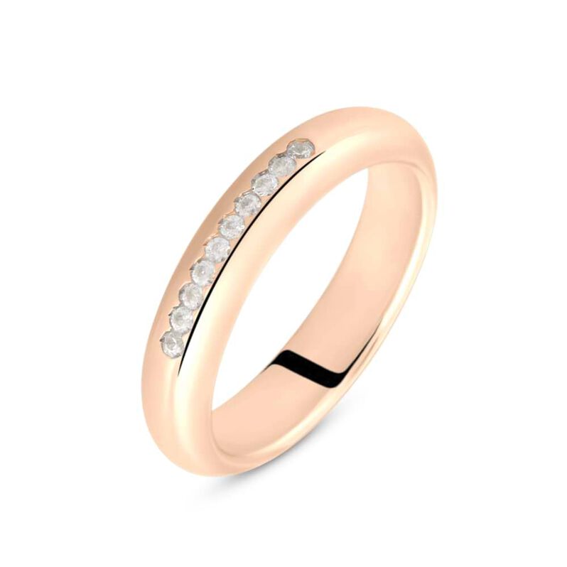 Fede Classica Leggera 4 mm Oro Rosa Diamante - Anelli con Incisione Donna | Stroili