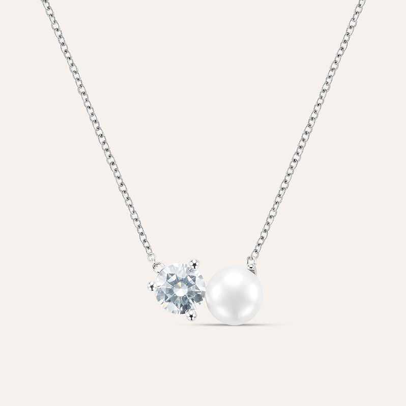 Collana Silver Pearls Argento Rodiato Perla sintetica Cubic Zirconia - Collane Donna | Stroili