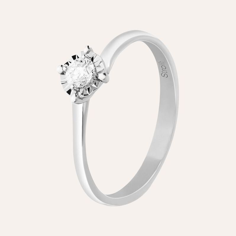 Anello Solitario Valentino Diamotion Oro Bianco Diamante - Anelli con Pietre Donna | Stroili