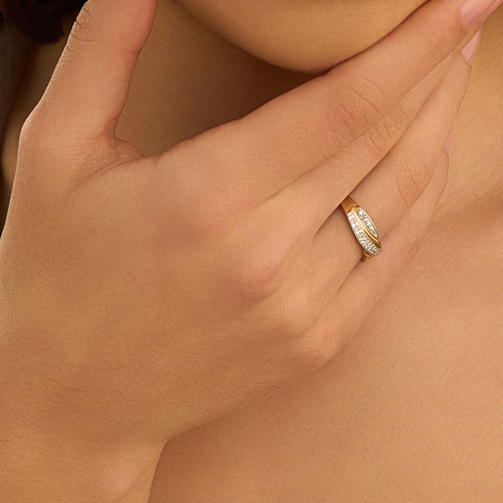 Anello Fascia Claire Oro Giallo Cubic Zirconia - Anelli a Fascia Larga Donna | Stroili