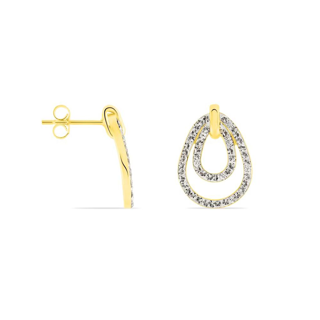 Orecchini pendenti in oro e cristalli