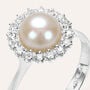 Anello Solitario Gold Pearls Oro Bianco Perla D'Acqua Dolce Diamante