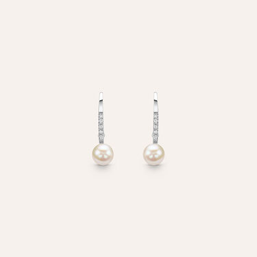Orecchini Pendenti Gold Pearls Oro Bianco Perla D'Acqua Dolce Diamante