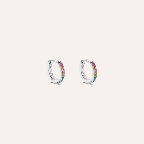 Orecchini A Cerchio Silver Rainbow Argento Rodiato Cubic Zirconia - Orecchini Donna | Stroili