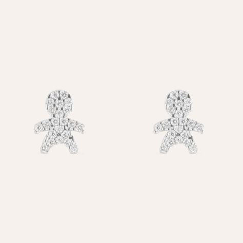 Orecchini Lobo Claire Oro Bianco Cubic Zirconia - Orecchini a Lobo Donna | Stroili