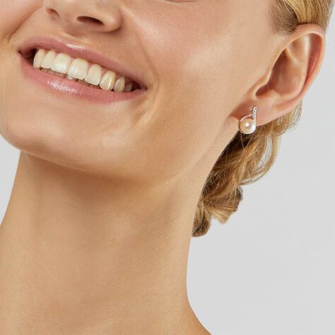 Orecchini Lobo Gabrielle Oro Bianco Perla D'Acqua Dolce Cubic Zirconia - Orecchini a Lobo Donna | Stroili
