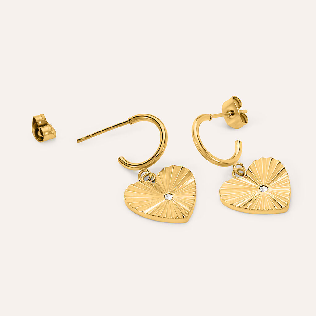 Orecchini A Cerchio Radiance Acciaio Dorato Cristallo