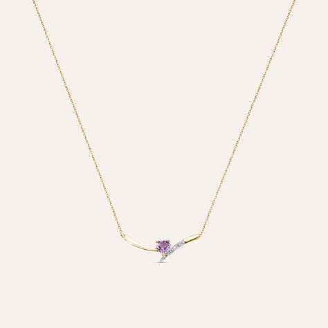 Collana Am&eacute;lie Oro Giallo Ametista Cubic Zirconia - Collane Donna | Stroili