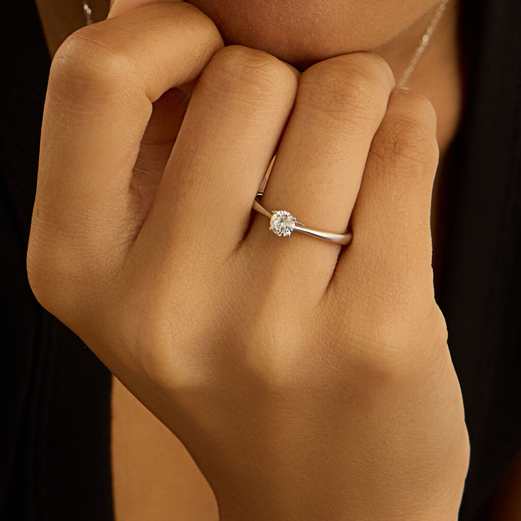 Anello Solitario Diamade Oro Bianco Diamante Lab-Grown