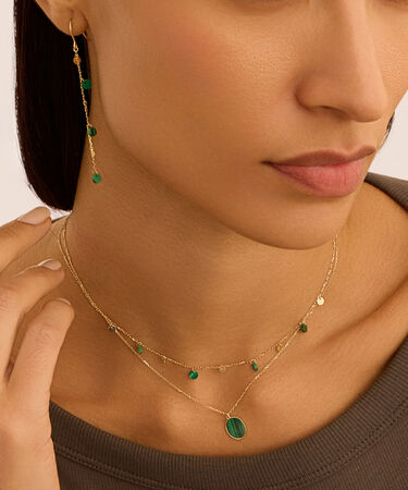 Collana Beverly Oro Giallo Malachite