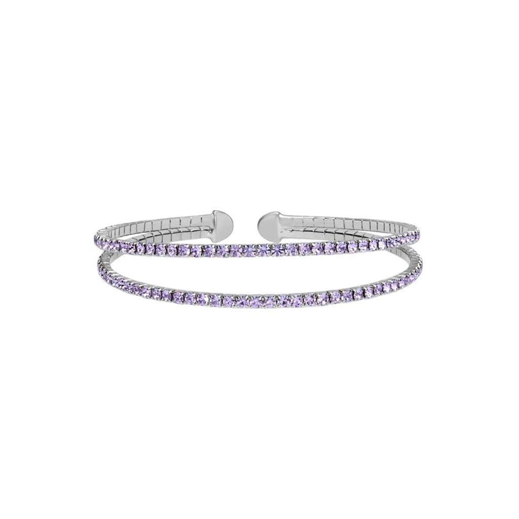 Bracciale bangle in metallo rodiato e cristalli