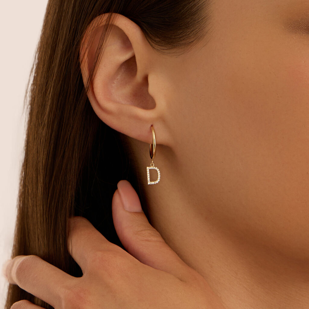 Mono Orecchino A Cerchio Toujours Oro Giallo Cubic Zirconia