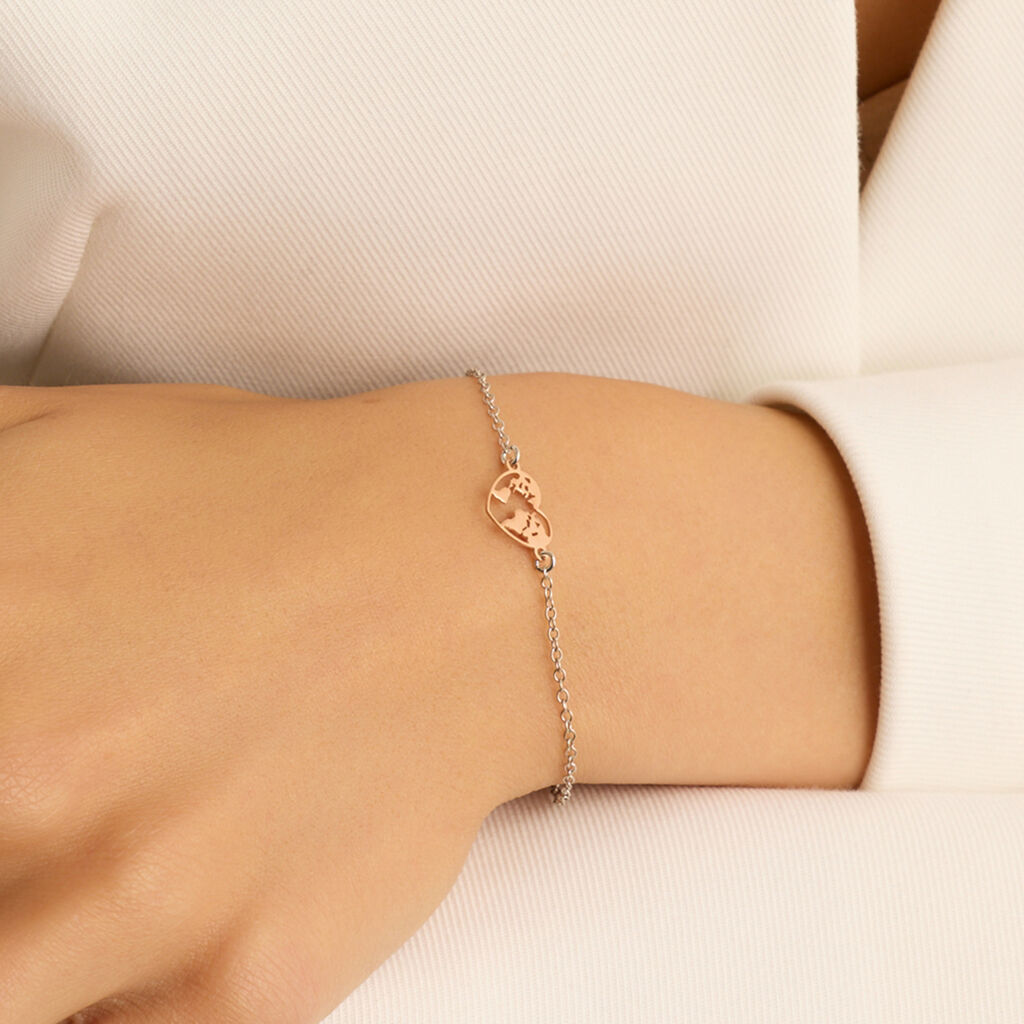 Bracciale Silver Collection Argento Bicolore Bianco / Rosa