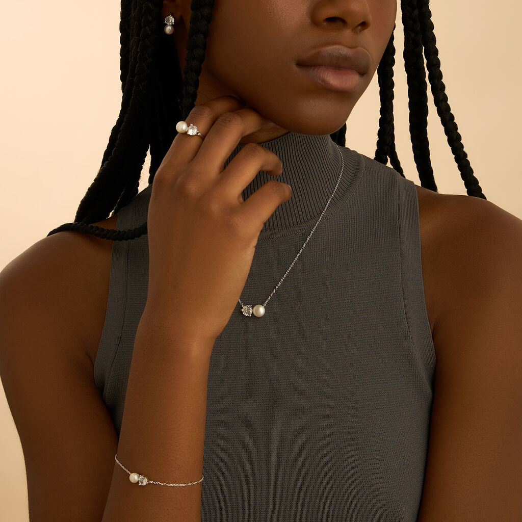 Collana Silver Pearls Argento Rodiato Perla sintetica Cubic Zirconia - Collane Donna | Stroili