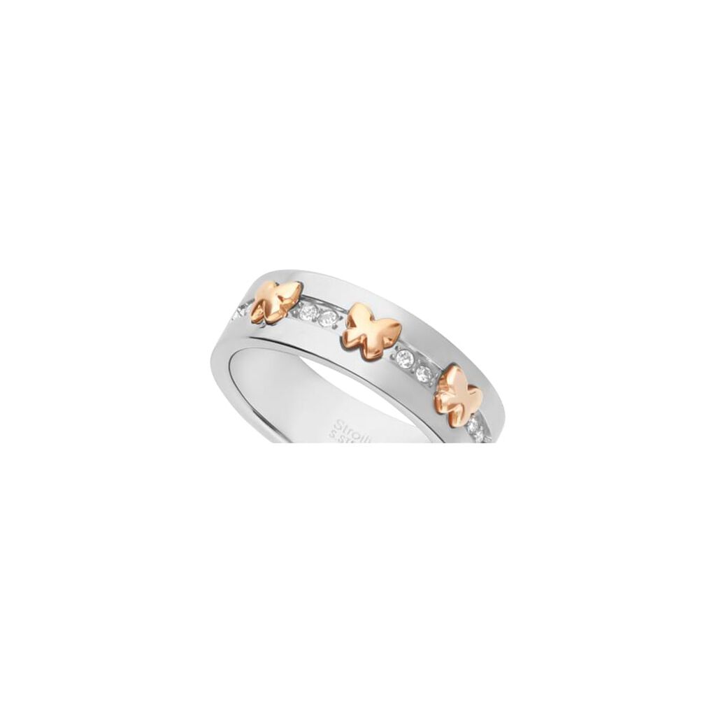 Anello Fascia Endless Acciaio Farfalla e Cristalli - Anelli Donna | Stroili