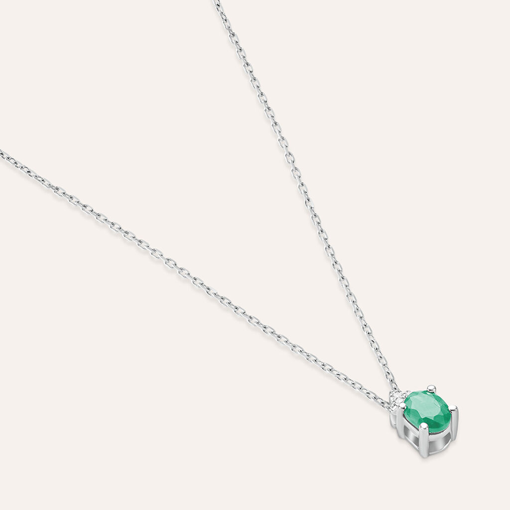 Collana Punto Luce Elizabeth Crown Oro Bianco Smeraldo Diamante - Collane Punto Luce Donna | Stroili
