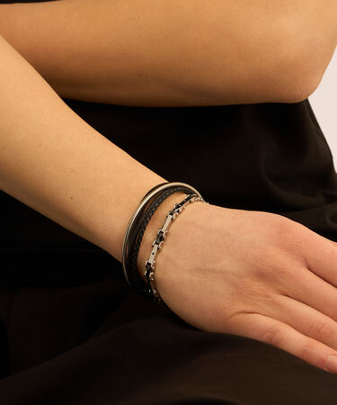 Bracciale Man Code Acciaio Bicolore Bianco / Nero Cubic Zirconia