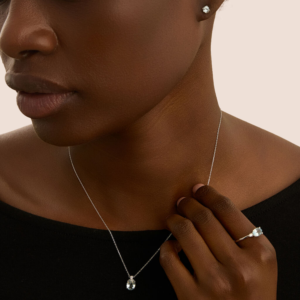 Collana Punto Luce Amélie Oro Bianco Topazio Cubic Zirconia