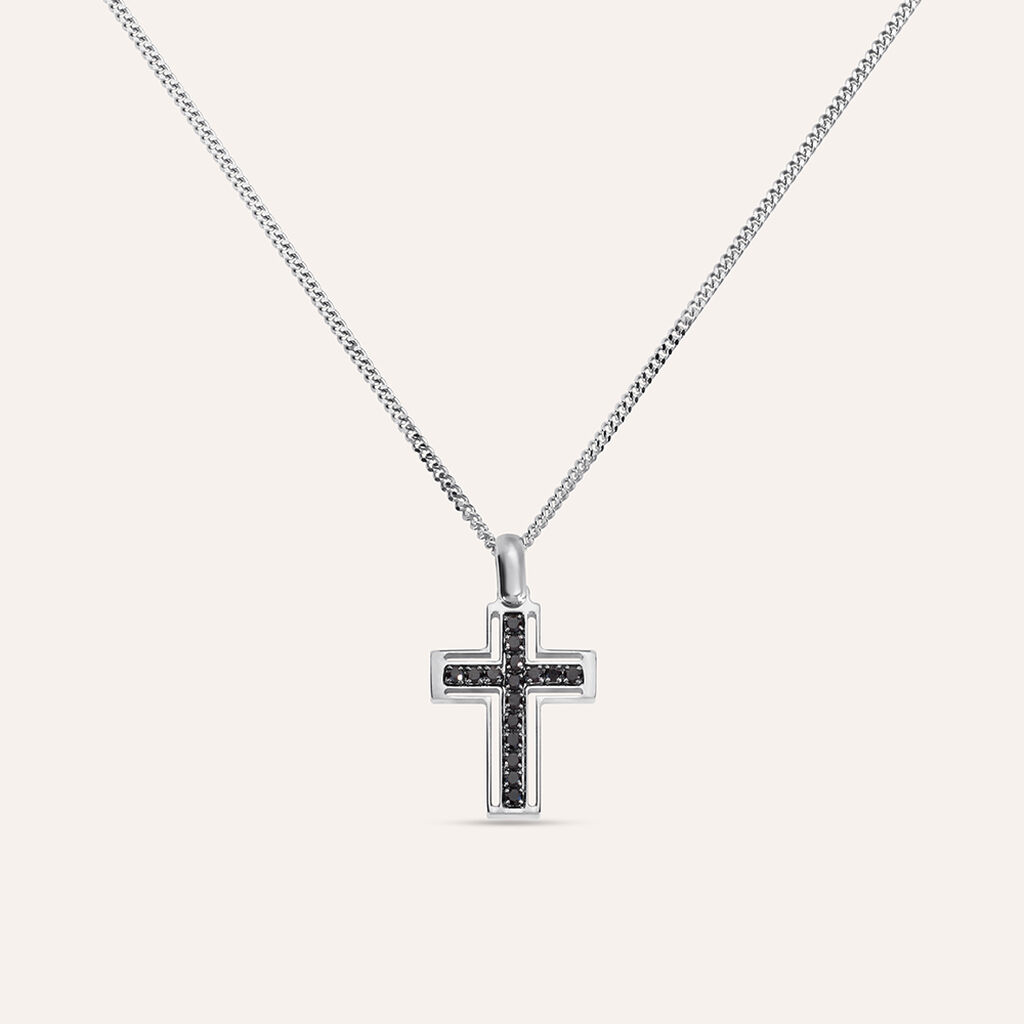 Collana Gentleman Argento Rodiato Cubic Zirconia