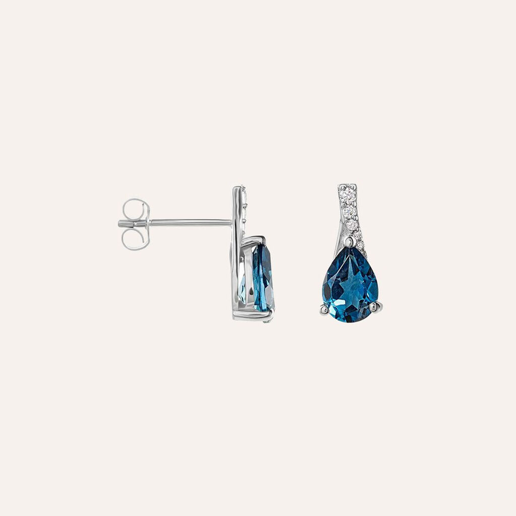 Orecchini Lobo Punto Luce Am&eacute;lie Oro Bianco Topazio Cubic Zirconia