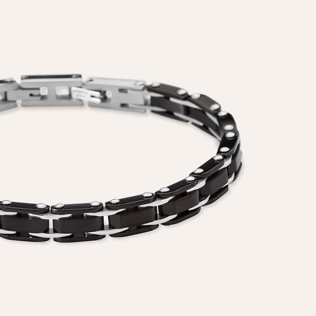 Bracciale Man Code Acciaio Bicolore Bianco / Nero