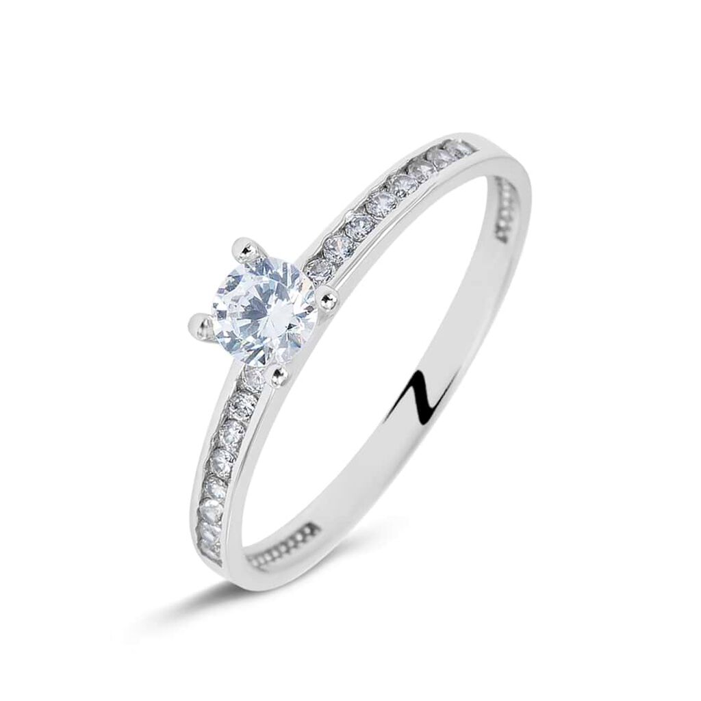 Anello Solitario Claire Oro Bianco E Cubic Zirconia