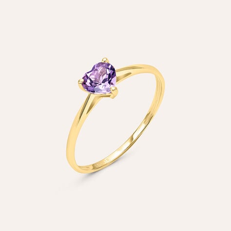 Anello Solitario Amélie Oro Giallo Ametista - Anelli con Pietre Donna | Stroili