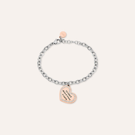 Bracciale Sunrise Acciaio Bicolore Bianco / Rosa Cristallo - Bracciali con Incisione Donna | Stroili