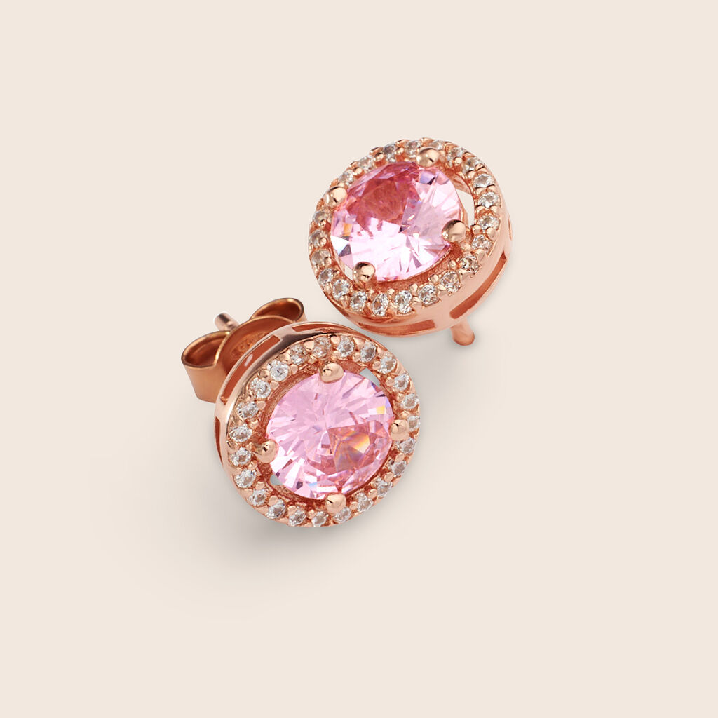 Orecchini Lobo Punto Luce Silver Rainbow Argento Rosa Cubic Zirconia - Orecchini a Lobo Donna | Stroili
