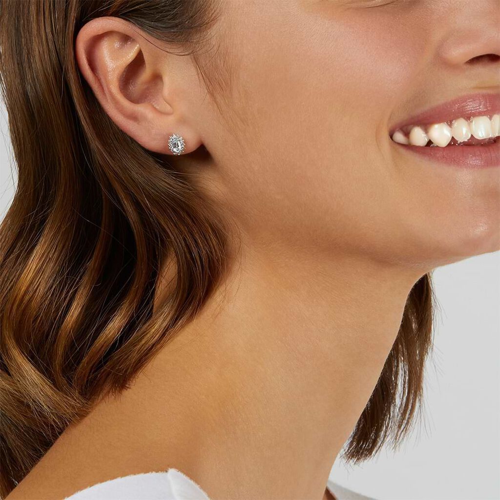 Orecchini Lobo Amélie Oro Bianco Topazio Cubic Zirconia - Orecchini a Lobo Donna | Stroili