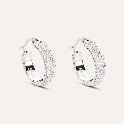 Orecchini A Cerchio Aura Acciaio Cristallo - Orecchini a Cerchio Donna | Stroili