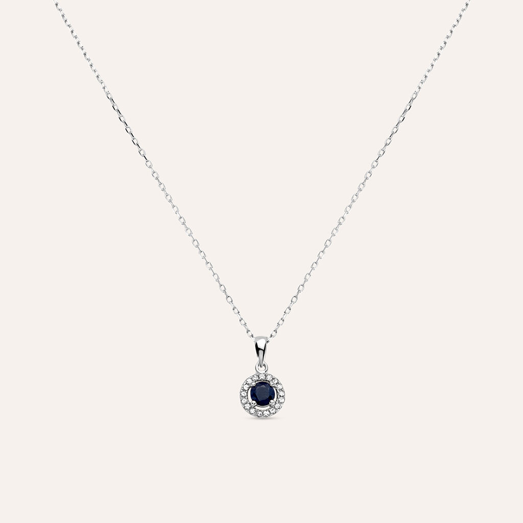 Collana Punto Luce Charlotte Oro Bianco Zaffiro Diamante