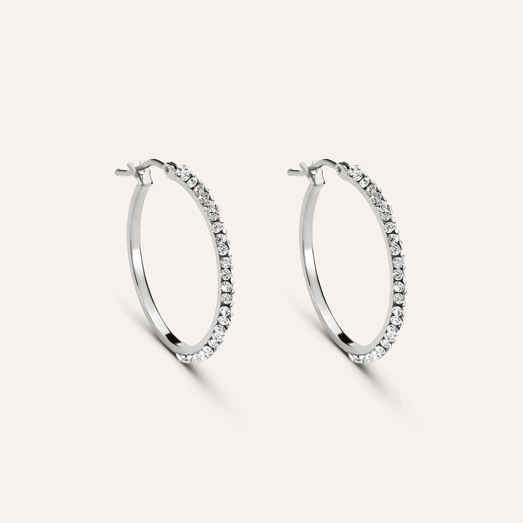 Orecchini A Cerchio Christelle Oro Bianco Cristallo