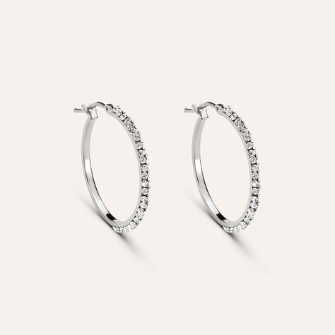 Orecchini A Cerchio Christelle Oro Bianco Cristallo - Orecchini a Cerchio Donna | Stroili