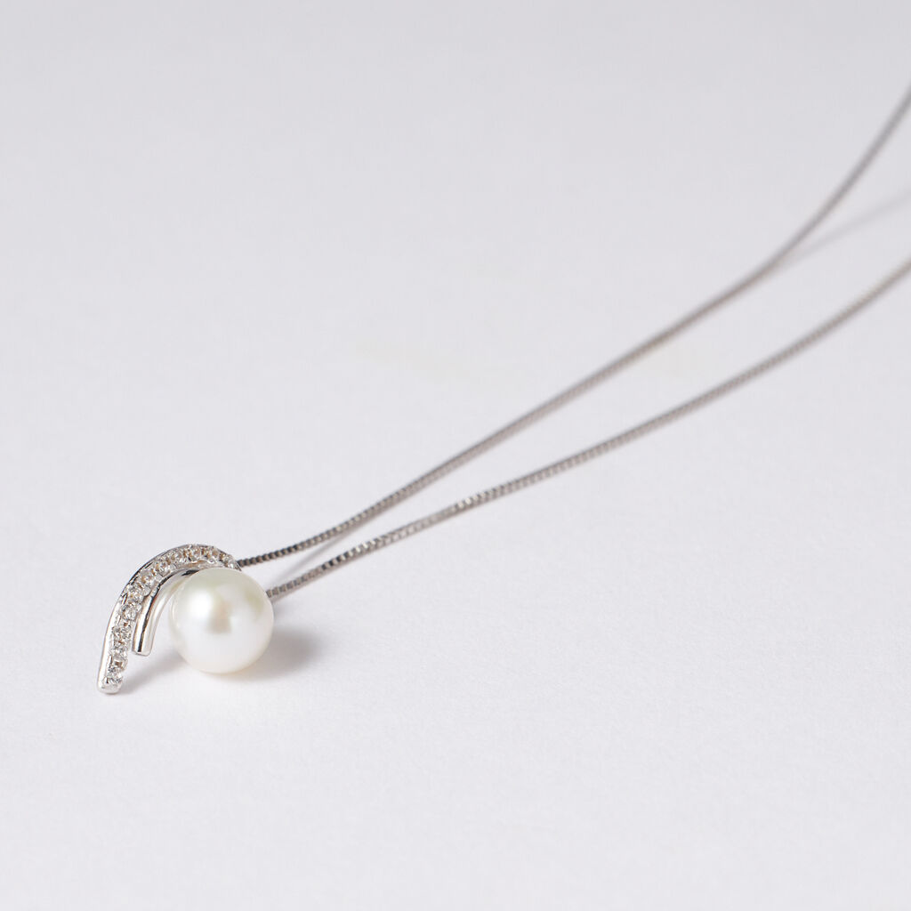 Collana Gabrielle Oro Bianco Perla D'Acqua Dolce Cubic Zirconia - Collane Donna | Stroili