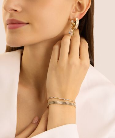 Orecchini Pendenti Aura Acciaio Dorato Cubic Zirconia