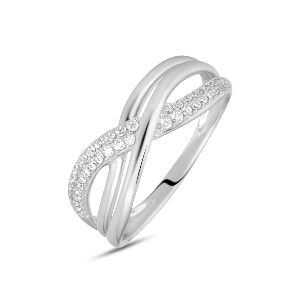 Anello Fascia Claire Oro Bianco Cubic Zirconia - Anelli a Fascia Larga Donna | Stroili