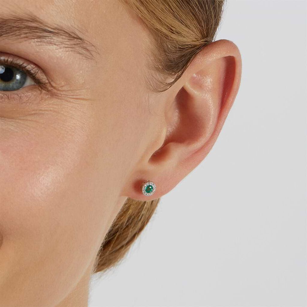 Orecchini Lobo Punto Luce Elizabeth Crown Oro Bianco Smeraldo Diamante