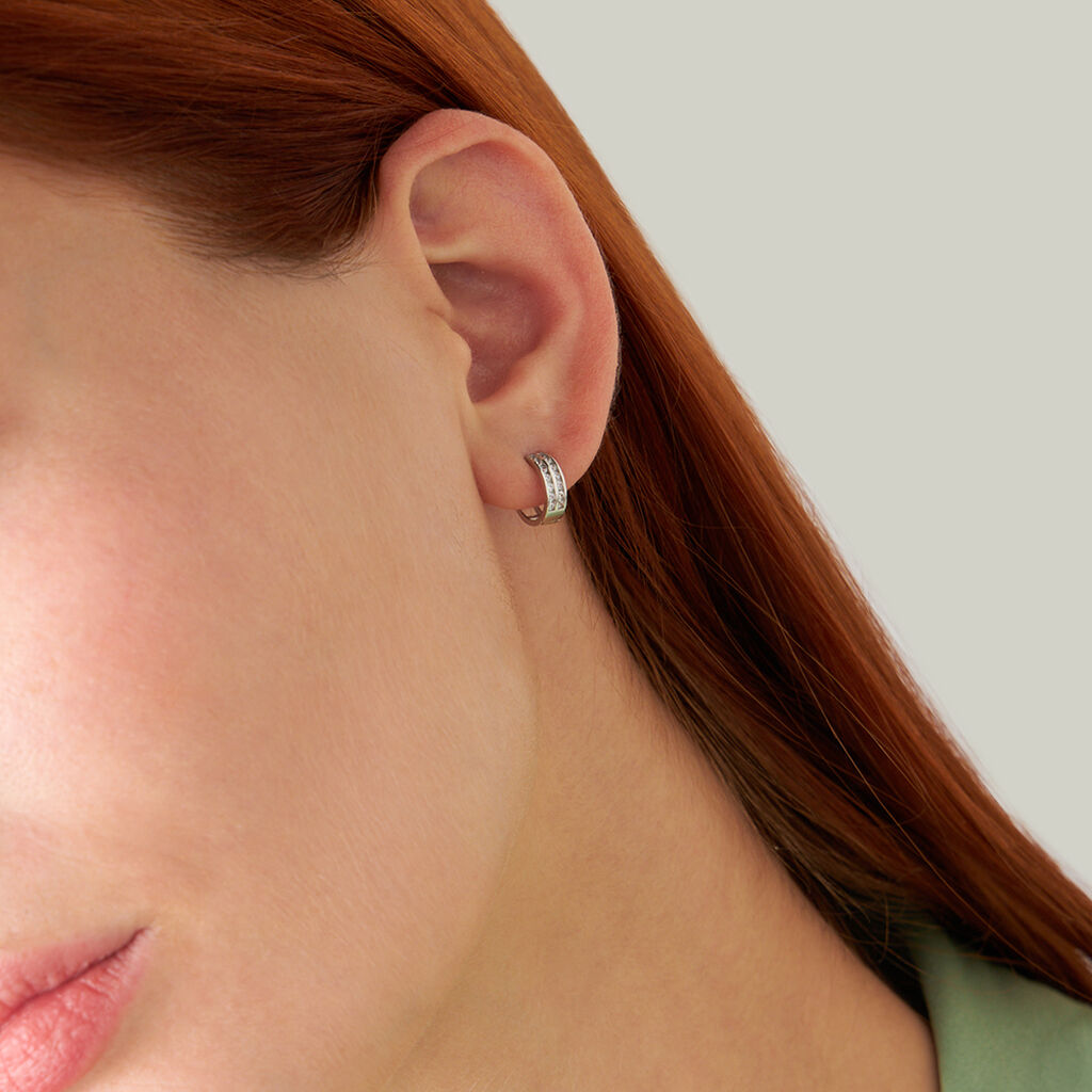 Orecchini A Cerchio Toujours Oro Bianco Cubic Zirconia - Orecchini a Cerchio Donna | Stroili
