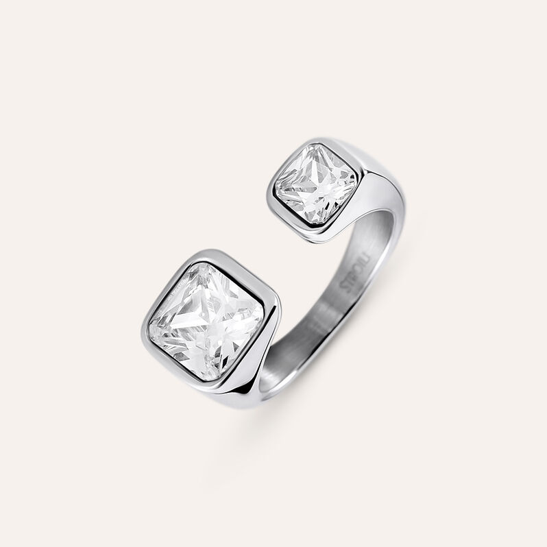 Anello Contrarie Aura Acciaio Cubic Zirconia - Anelli con Pietre Donna | Stroili