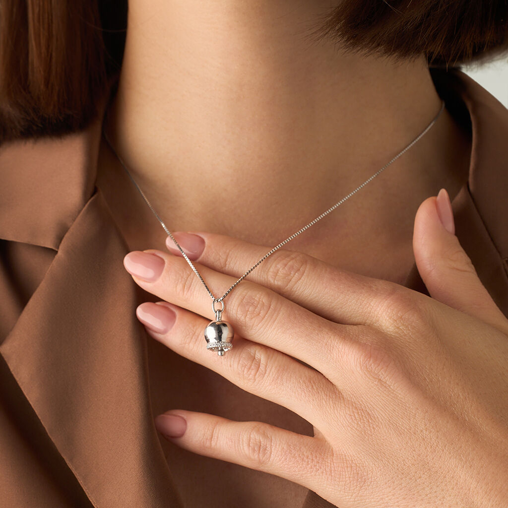 Pendente Saluti&Baci Campanella Love Beats Argento Rodiato Cubic Zirconia - Ciondoli Donna | Stroili
