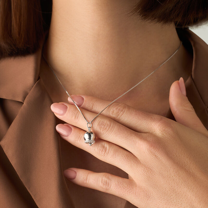 Pendente Saluti&Baci Campanella Love Beats Argento Rodiato Cubic Zirconia - Ciondoli Donna | Stroili