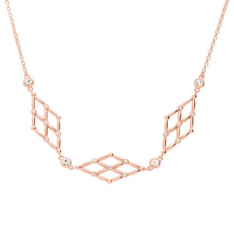 Collana in ottone rosato con tre rombi e brillanti - Collane Donna | Stroili