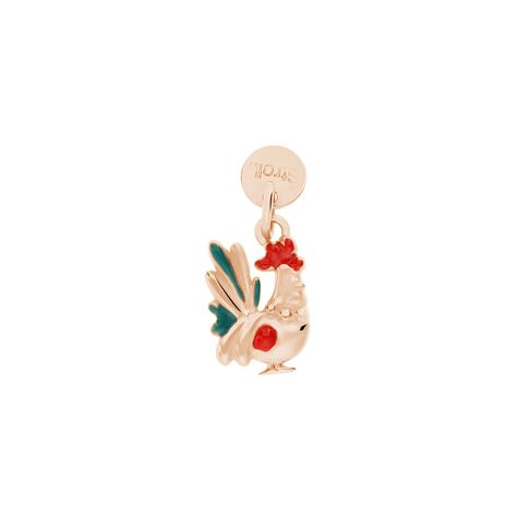 Charm in argento rosato e smalto galletto - Charms Donna | Stroili