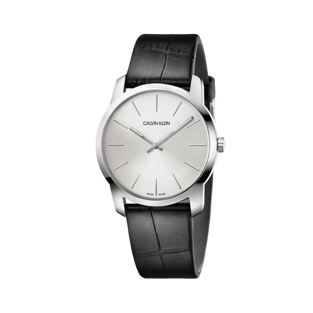 Orologio Calvin Klein solo tempo con cinturino in pelle nero e cassa in acciaio - Orologi per Prima Comunione Unisex | Stroili