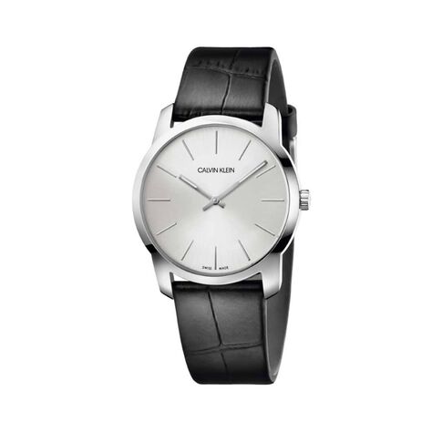 Orologio Calvin Klein solo tempo con cinturino in pelle nero e cassa in acciaio - Orologi per Prima Comunione Unisex | Stroili