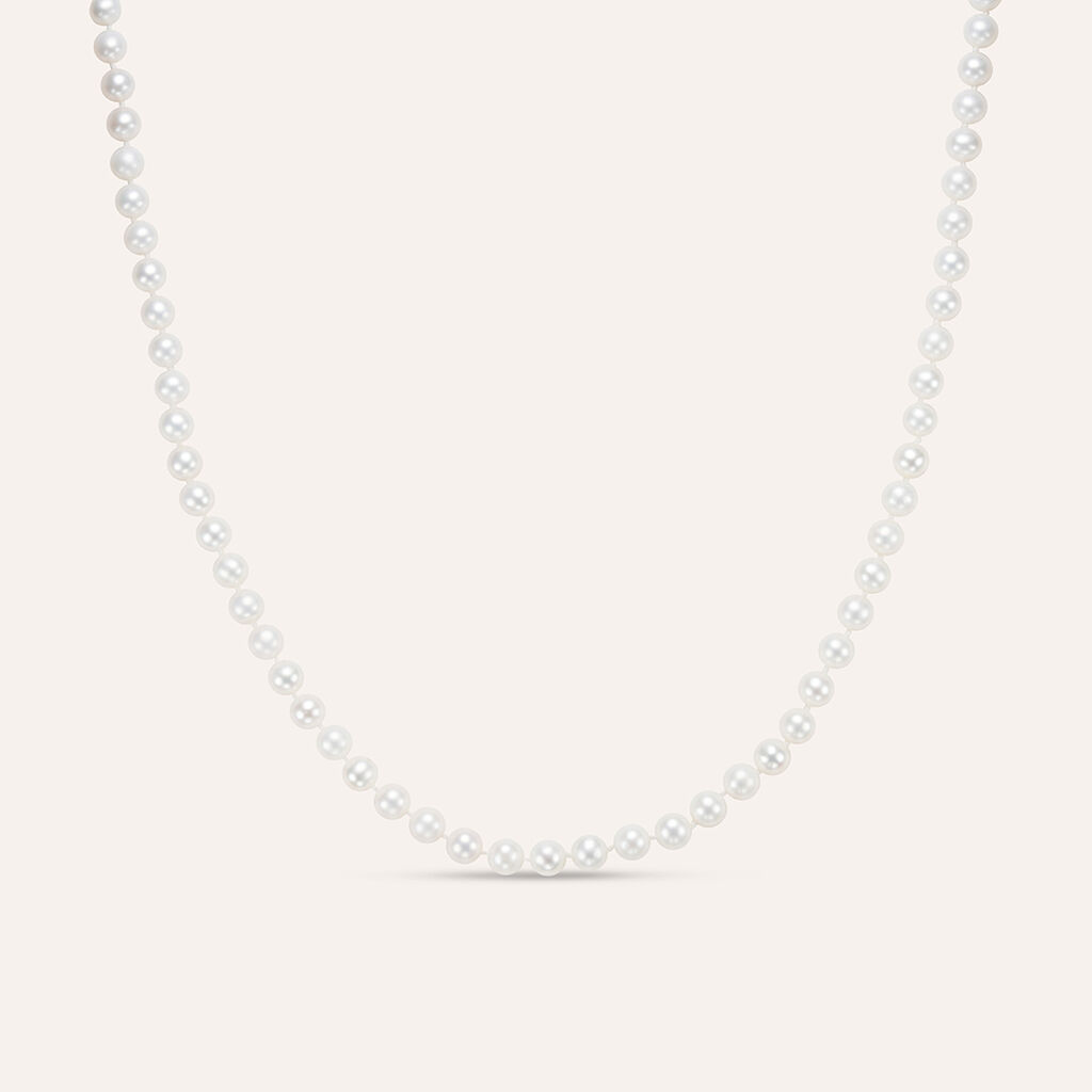Collana Gabrielle Oro Bianco Perla D'Acqua Dolce Cubic Zirconia
