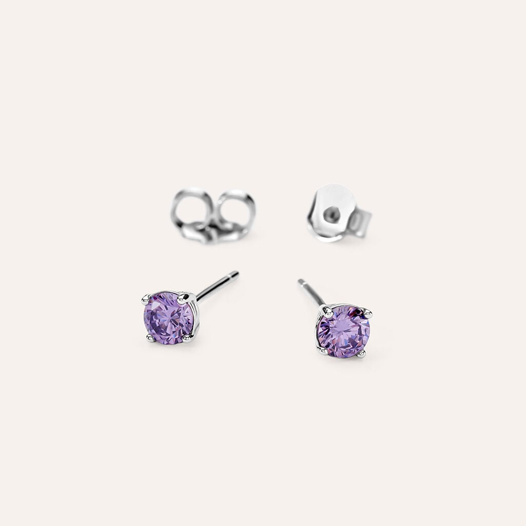 Orecchini Lobo Punto Luce Silver Rainbow Argento Rodiato Cubic Zirconia